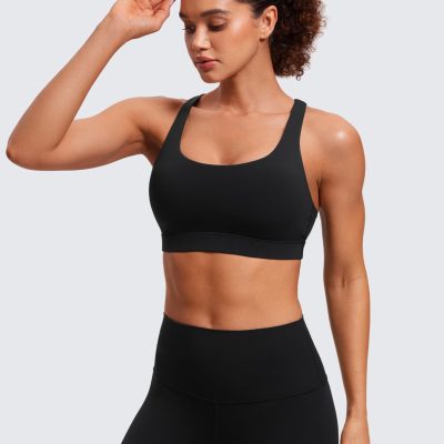 Women's Strappy Sports Bras Fitness Workout Padded Yoga Top Criss Cross Back Cami