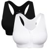 Women's Zip Front Sports Bra Wireless Post-Surgery Bra Active Yoga Sports Bras