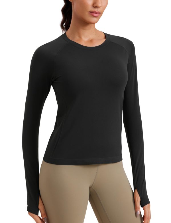 71A4X9m0VWL.jpg Womens Seamless Workout Long Sleeve Shirts Quick Dry Gym Athletic Tops Breathable Running Yoga T-Shirts