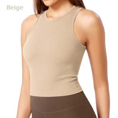 3-Pack Seamless Crop Tank for Women Ribbed Soft High Neck Cropped Tops