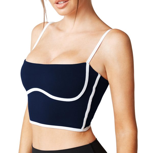 71AjLXz641L.jpg Sleeveless Spaghetti Strap Padded Sports Bra Tank Tops Square Neck Double Layer Workout Fitness Basic Crop Tops