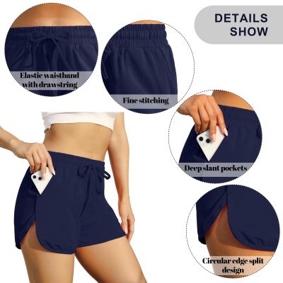 3 Packs Women Sport Shorts Cotton Yoga Running Workout Shorts Summer Athletic Pant with Drawstring and Pockets