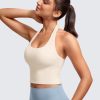 Womens Butterluxe Halter Longline Sports Bra - Padded Workout Yoga Crop Tops Tanks with Built in Pads