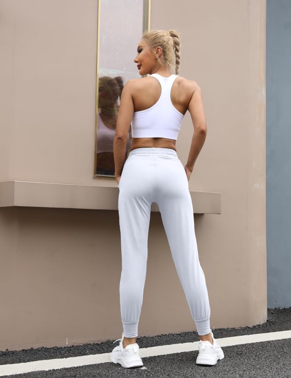 71DV69uz-kL.jpg 2 Pack Women's Joggers with Pockets Tapered Sweatpants for Women Lounge Workout Jogging Pants for Yoga Running