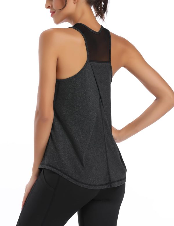 71Dk5GMdQJL.jpg 5 Pack Womens Workout Tops Mesh Racerback Tank Tops Sleeveless Athletic Gym Yoga Shirts