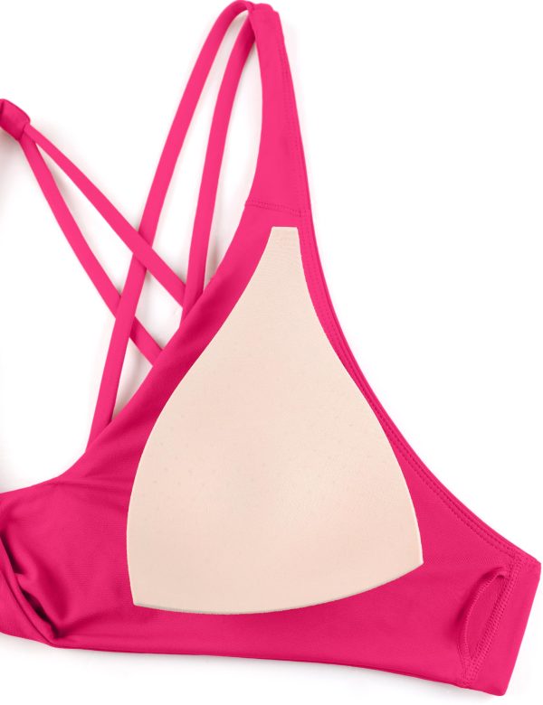 71EEaMQ5MXL.jpg Womens V Neck Bikini Tops Twist Front Bathing Suit Criss Cross Back Swimsuit Padded