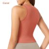 3-Pack Seamless Crop Tank for Women Ribbed Soft High Neck Cropped Tops