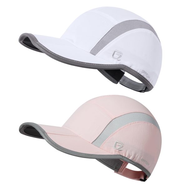 71GO4vjl8sL.jpg 2 Pack Reflective Foldable Sports Hat UPF 50+ Sun Protection Outdoor Run Hats for Men and Women