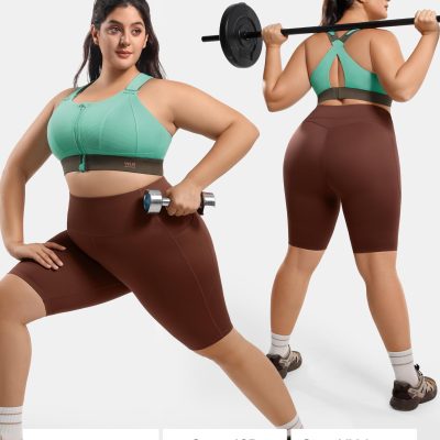 High Impact Zip Front Adjustable Sports Bra No Bounce Criss Cross Plus Size Bras for Women Workout Running