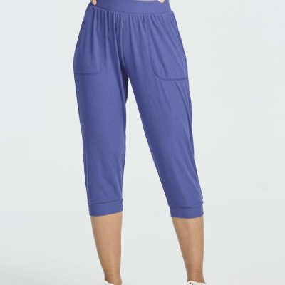 3 Pack: Women's Ribbed Capri Jogger Lounge Sweatpants with Pockets Yoga Workout (Available in Plus Size)