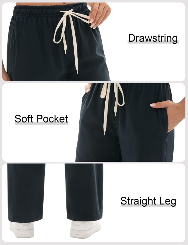 71IIYS5zoXL.jpg 1/4 Pack Women's Wide Straight Leg Sweatpants, Cotton Baggy Lounge Sweat Pants, Casual Athletic Fit