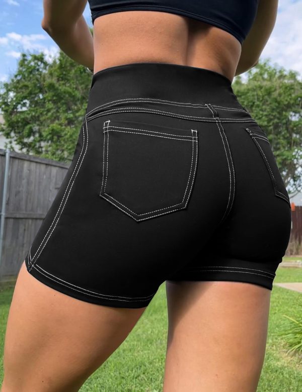 71IKEkyU0RL.jpg 5"/8" High Waisted Yoga Biker Shorts with Pockets for Women - Butt Lifting Workout Spandex Booty Gym Shorts