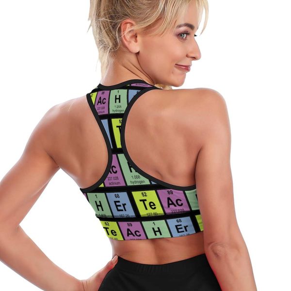71IZe12pXnL.jpg Science Teacher Chemical Elements Women's Sports Bra Padded Support Bras Yoga Workout Tank Top
