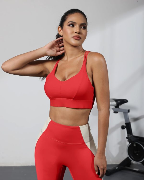71IoX6NcHL.jpg Sports Bra for Women Strappy Medium Support Push Up Padded Sports Bra for Running Workout Bra Yoga Bra