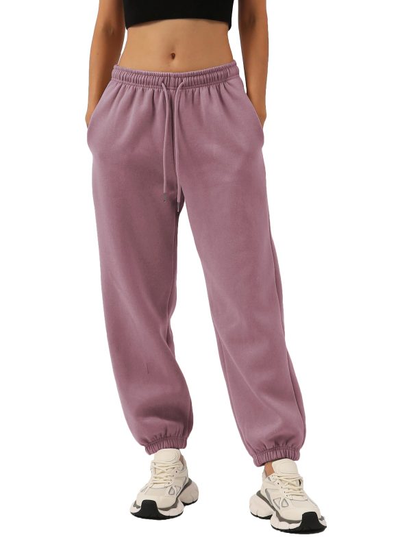 71Kh9uJ8shL.jpg Womens Fleece High Waisted Sweatpants Drawstring Lounge Joggers Pants