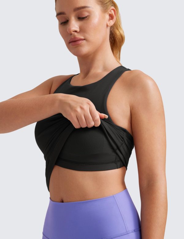 71LIn2DsOYL.jpg Butterluxe Womens Racerback Workout Tank Top with Built in Shelf Bra - Padded High Neck Yoga Athletic Camisole