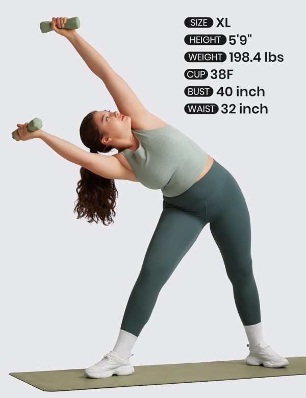 71LJeCAnNL.jpg Womens Seamless Ribbed Longline High Neck Sports Bra - Racerback Padded Slim Fit Crop Tank Top with Built in Pads