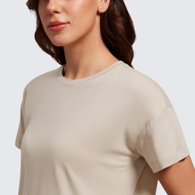 Pima Cotton Short Sleeve Workout Tops for Women Loose Basic T-Shirts Athletic Gym Casual Shirts