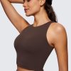 Womens Butterluxe Double Lined Cropped Tops High Neck Racerback Tanks Sleeveless Casual Workout Crop Shirts