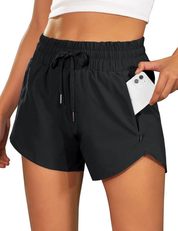 71O-mpFnyOL.jpg Women's Running Shorts High Waisted Athletic Shorts Summer Gym Workout Short with Zipper Pockets