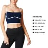 Sleeveless Spaghetti Strap Padded Sports Bra Tank Tops Square Neck Double Layer Workout Fitness Basic Crop Tops
