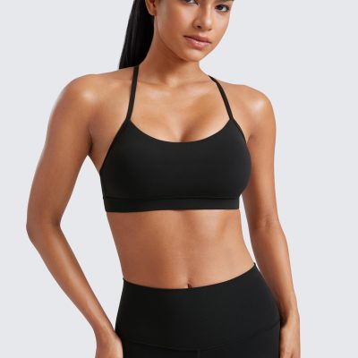 Butterluxe Womens Y Back Sports Bra - Padded Racerback Low Impact Spaghetti Thin Strap Workout Yoga Top