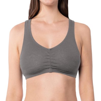 Women's Cotton Spandex Racer Back Bra | 4 Way Stretch Pullover Workout Sport Bras (Multi-Pack)