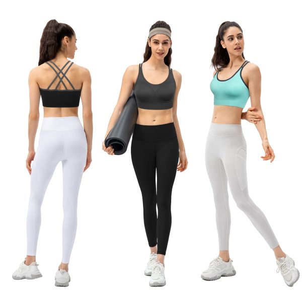 71Qm0JMLzgL.jpg Strappy Womens Sports Bra Cross Back for Running Removable Padded Workout Yoga Bras Pack Gifts