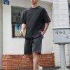 Men's Cotton T-Shirts Oversized Unisex Short Sleeves Casual Loose Wash Solid Basic Tee Tops