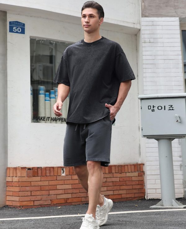 71QnPn19iuL.jpg Men's Cotton T-Shirts Oversized Unisex Short Sleeves Casual Loose Wash Solid Basic Tee Tops