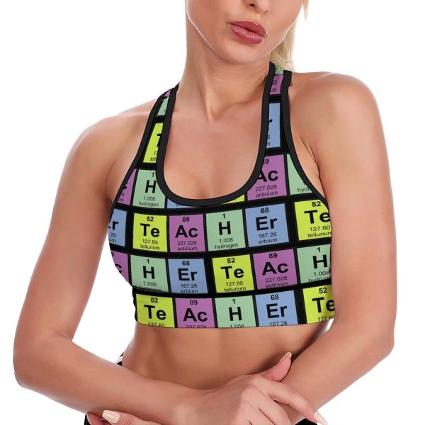 71QoYknLwSL.jpg Science Teacher Chemical Elements Women's Sports Bra Padded Support Bras Yoga Workout Tank Top