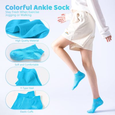 20 Pairs Womens Ankle Socks Low Cut Athletic Running Sports Colorful Short Socks with Tab