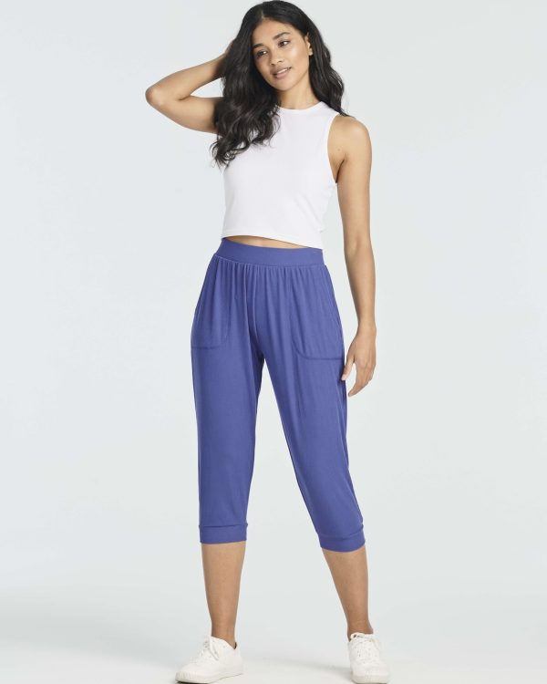 71ROU1TI1PL.jpg 3 Pack: Women's Ribbed Capri Jogger Lounge Sweatpants with Pockets Yoga Workout (Available in Plus Size)