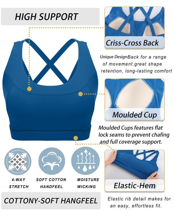71SP77pckkL.jpg Sports Bras for Women,Molded Cup Strappy Running High Support Sports Bras Workout Yoga Bra