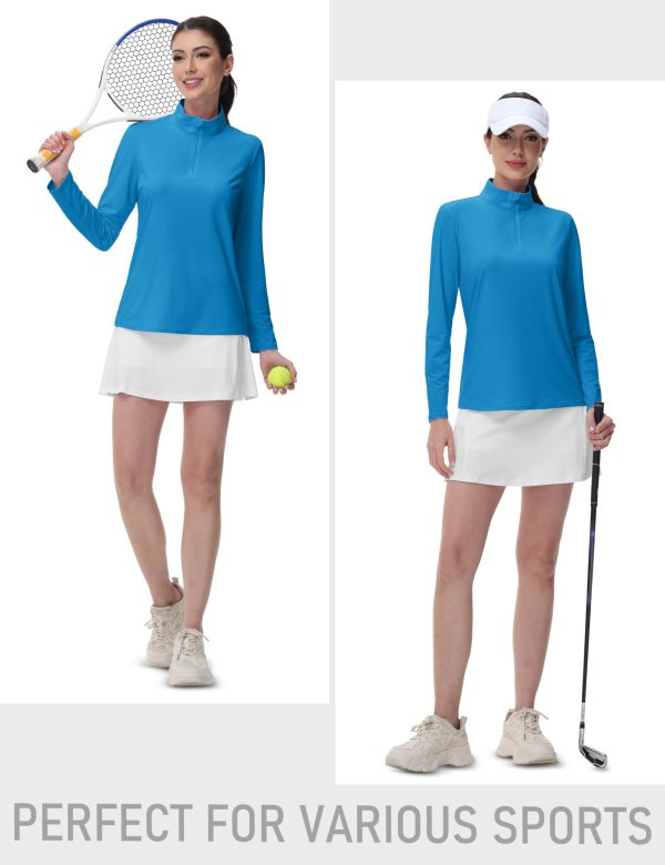 71SoC2uWsyL.jpg Women's 1/4 Zip Long Sleeve Rash Guard Shirts UPF 50 Quarter Zip Pullover Quick Dry Hiking Workout Tops
