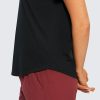Women's Pima Cotton Short Sleeve Workout Shirts Casual Yoga T-Shirt Soft Athletic Top