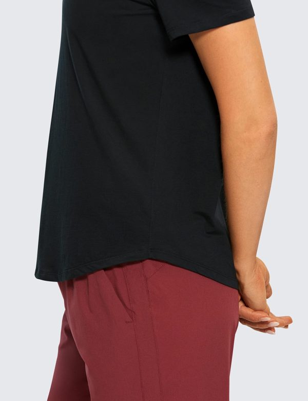 71U2SiVX4OL.jpg Women's Pima Cotton Short Sleeve Workout Shirts Casual Yoga T-Shirt Soft Athletic Top