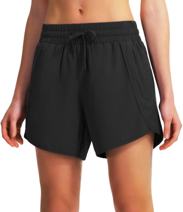 71Up1co81XL.jpg Women's 5" Athletic Running Shorts Quick Dry Lightweight Workout Gym Shorts with Zipper Pockets UPF 50+