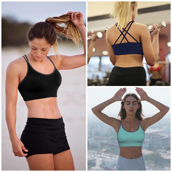 71VbzfD8tKL.jpg Strappy Womens Sports Bra Cross Back for Running Removable Padded Workout Yoga Bras Pack Gifts