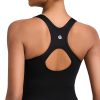 High Impact Sports Bras for Women - Square Neck Longline Workout Crop Tops with Built in Shelf Yoga Bra