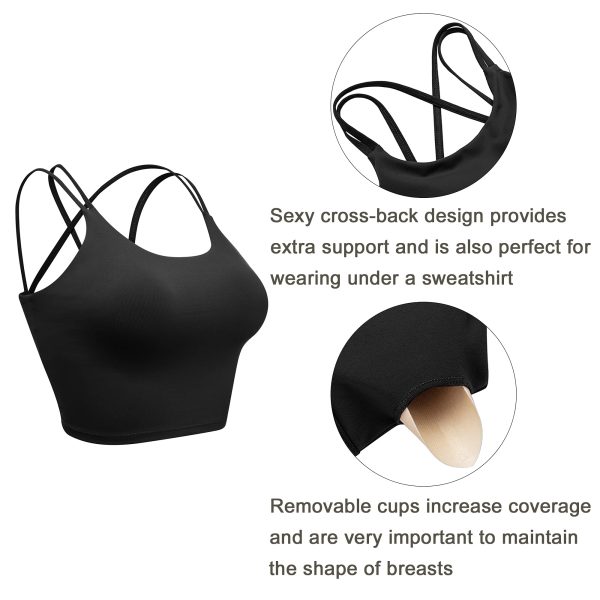 71XGwJ2ijDL.jpg Womens Padded Sports Bra Fitness Workout Running Camisole Crop Top with Built in Bra