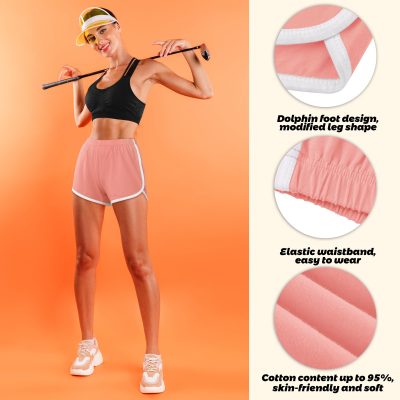 5 Pieces Cotton Shorts Dolphin Design Athletic Shorts Women Sports Shorts for Dance, Yoga, Running