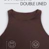 Womens Butterluxe Double Lined Cropped Tops High Neck Racerback Tanks Sleeveless Casual Workout Crop Shirts