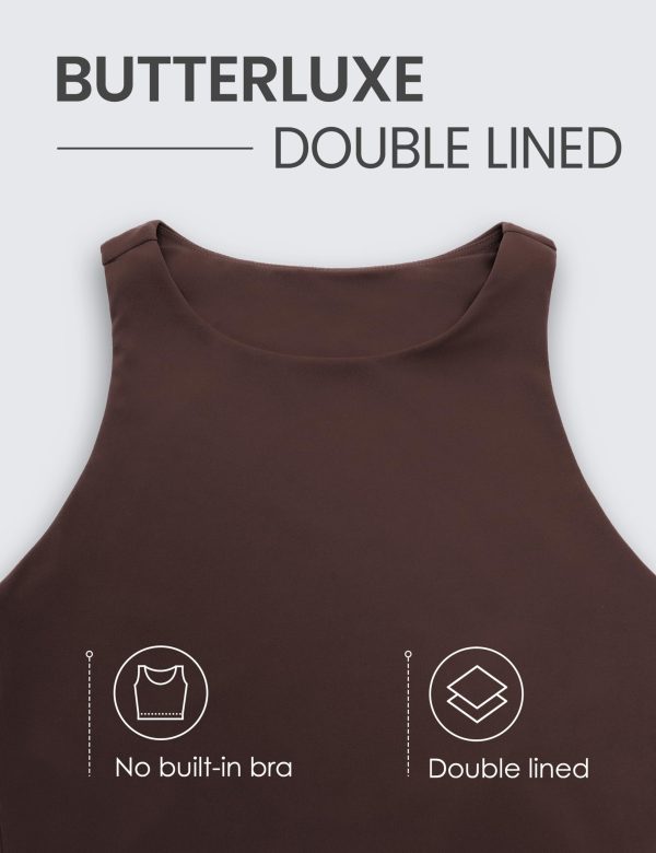 71Y4zRXYFqL.jpg Womens Butterluxe Double Lined Cropped Tops High Neck Racerback Tanks Sleeveless Casual Workout Crop Shirts