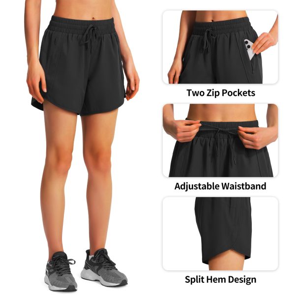 71YIOZqQujL.jpg Women's 5" Athletic Running Shorts Quick Dry Lightweight Workout Gym Shorts with Zipper Pockets UPF 50+