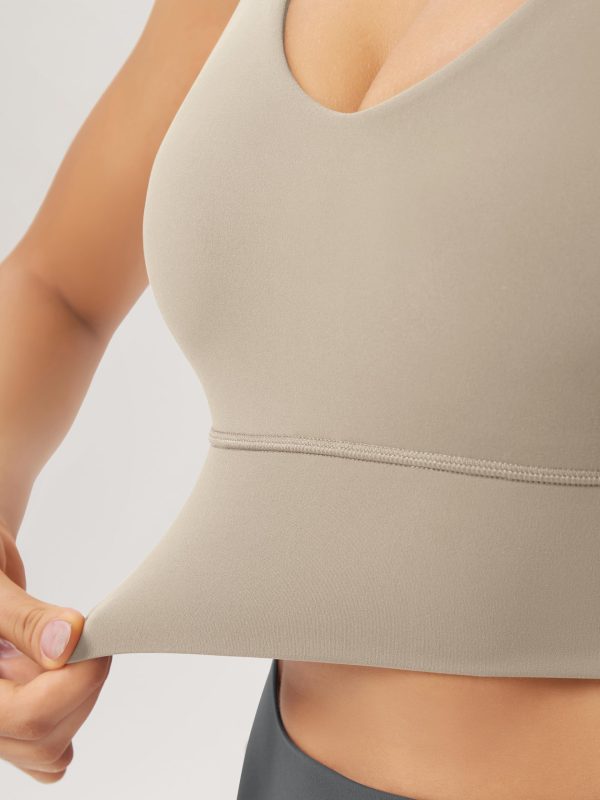 71YqekIH2L.jpg Women's Longline U-Back Sports Bra V-Neck Padded Yoga Workout Wirefree Tank Top