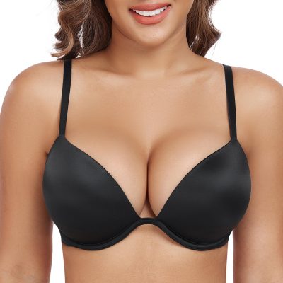 Women's Deep Plunge Push Up Low Cut Thick Padded Underwire Everyday Bra