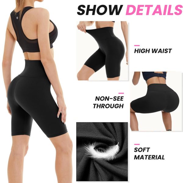 71afalqJpIL.jpg 3 Pack Biker Shorts for Women ?C 8" Black High Waisted Tummy Control for Gym Workout Athletic Cheerleading Yoga