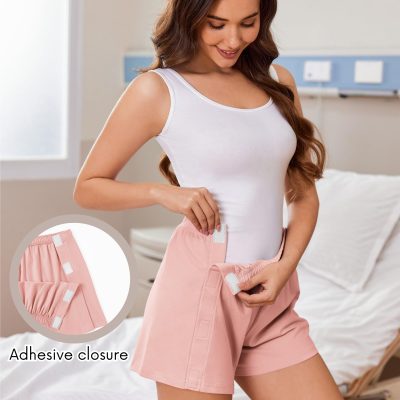 Women's Tear Away Shorts Side Split Open Cotton Leg Breakaway Post Surgery Recovery Bottoms