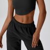 Womens Straight Leg Sweatpants Cotton High Waisted Baggy Athletic Joggers Lounge Pants with Pockets